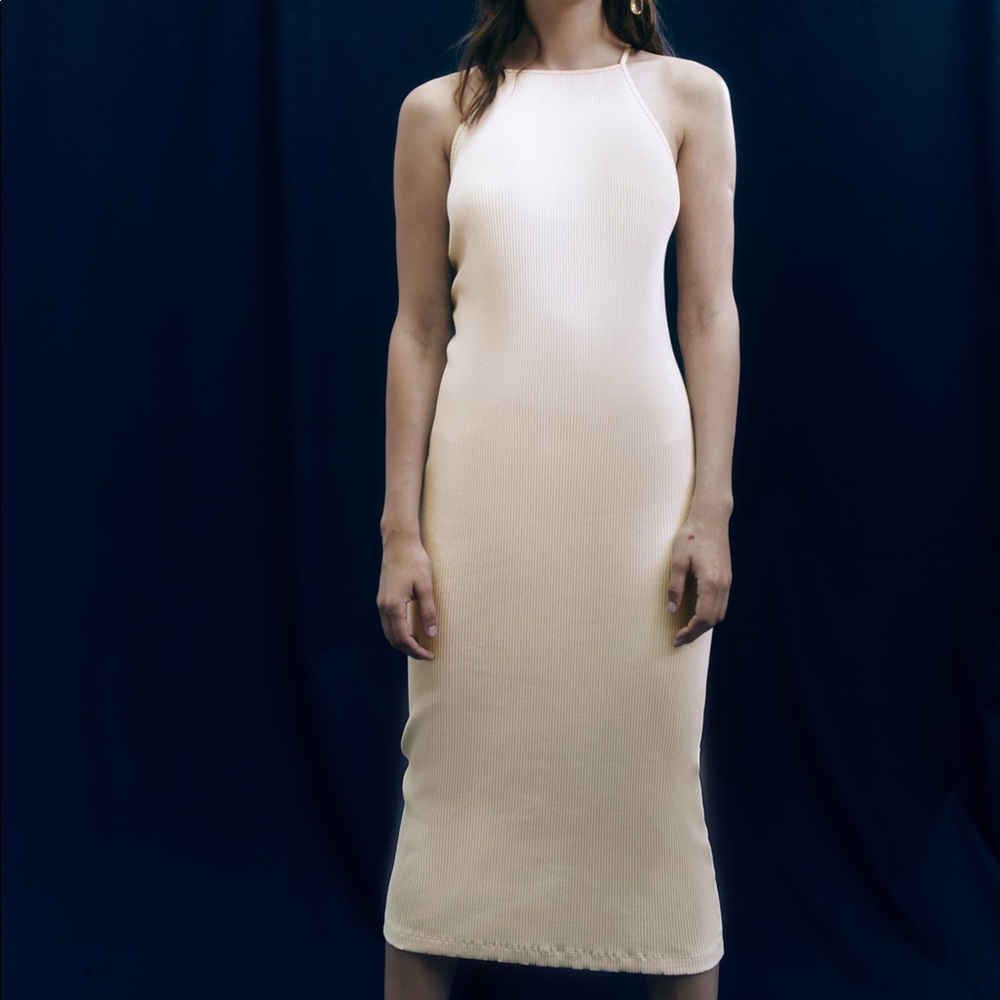 NWT ZARA RIBBED DRESS WITH STRAPS SIZE M